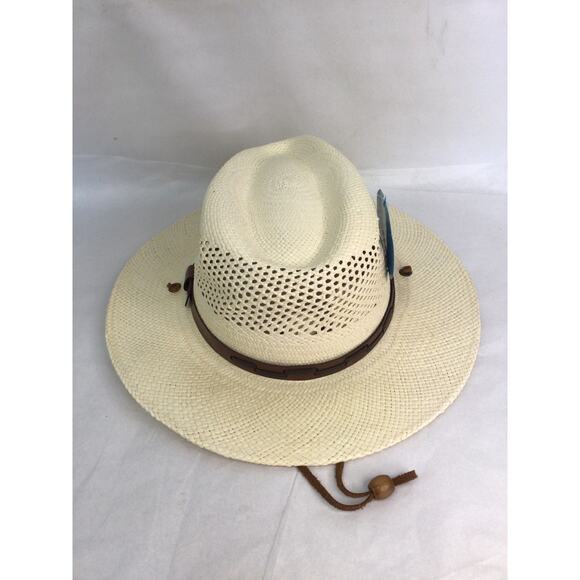 Stetson Men's Vented Panama Straw Hat Natural Size XXL Chin Strap Sun Protection - Picture 1 of 7